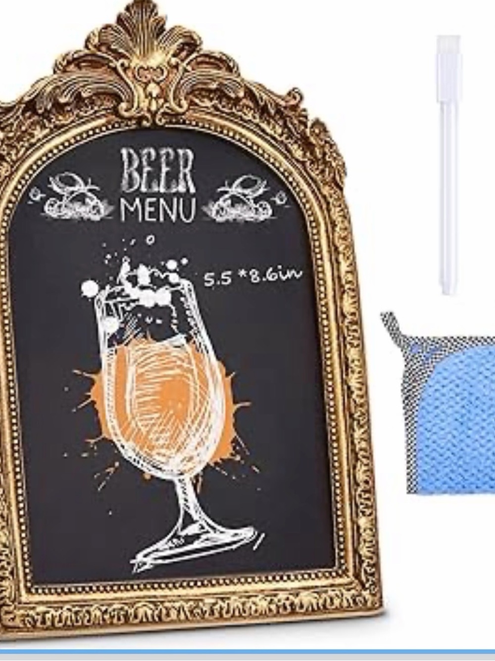 1 Pack Framed Tabletop Chalkboard Sign, Rustic Frame, Hanging Chalkboard